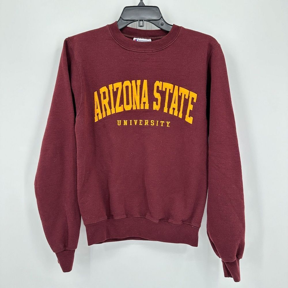 Vtg Arizona State University Champion Sweatshirt Womens XS Red Yellow‎ Crewneck